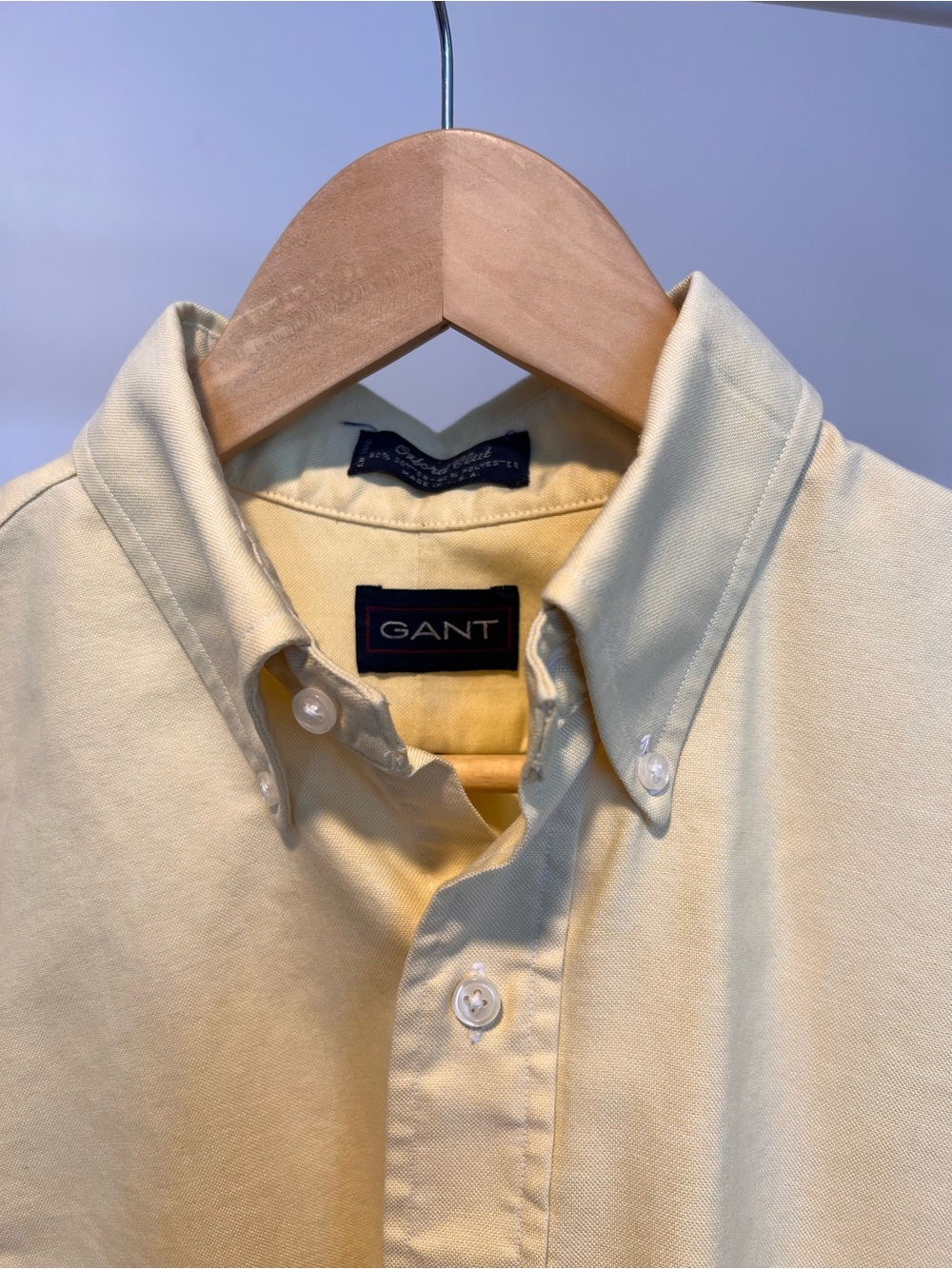 Gant Men's Pale Yellow Button-Down Oxford Shirt
